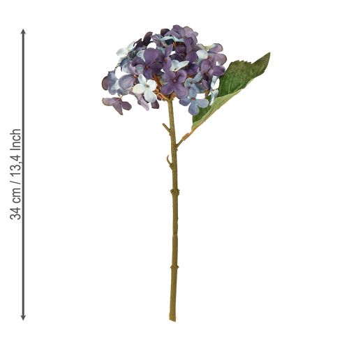 daiktų Dirbtinės hortenzijos dekoracija, dirbtinė gėlė, mėlyna, violetinė, 34 cm, 2 vnt.