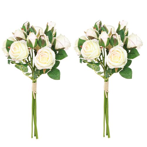 daiktų Dirbtinės rožės Dirbtinių gėlių kekė Kremas 36cm 12vnt