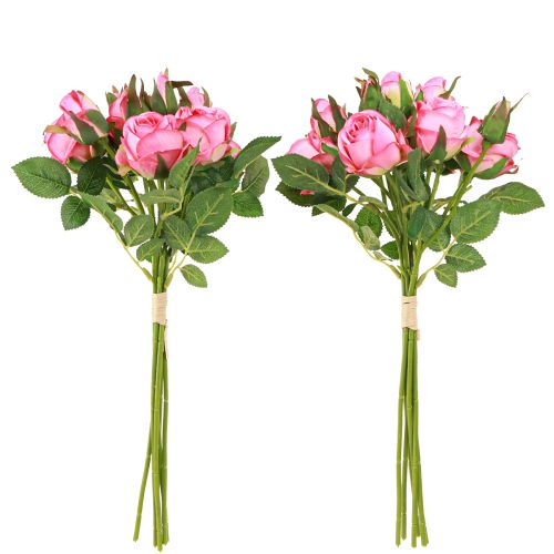daiktų Dirbtinės rožės kekėje Dirbtinės gėlės Rožinė 36cm 12vnt