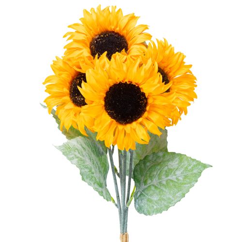 Floristik24 Dirbtinės saulėgrąžos dekoracijos su lapais, geltonos, 58 cm, 4 vnt.