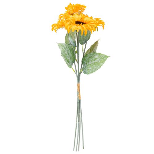 daiktų Dirbtinės saulėgrąžos dekoracijos su lapais, geltonos, 58 cm, 4 vnt.
