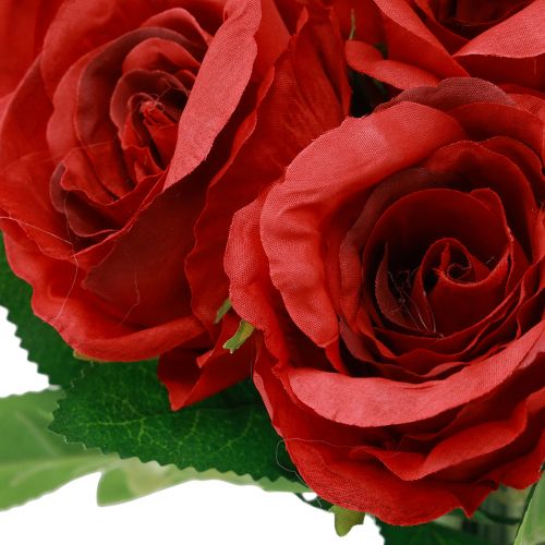 daiktų Dirbtinės rožės kekėje raudonos 30cm 10vnt