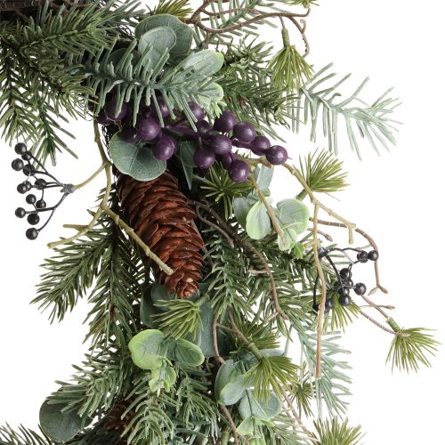 daiktų Dirbtinis Advento vainikas, dekoratyvinis, violetinių uogų vainikas, Ø45 cm