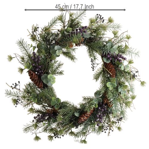 daiktų Dirbtinis Advento vainikas, dekoratyvinis, violetinių uogų vainikas, Ø45 cm