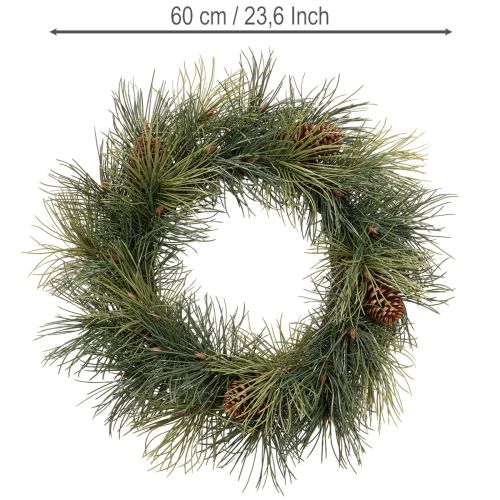 Dirbtinis pušies šakų vainikas su kankorėžiais 60 cm | Floristik24.lt