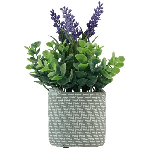 daiktų Dirbtinės levandos keramikiniame vazonėlyje purpurinė žalia H22cm