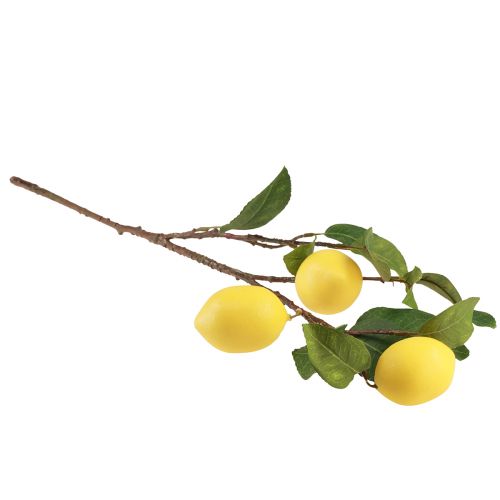 daiktų Dirbtinė citrinos šakelė dekoratyvinė šakelė su 3 geltonomis citrinomis 65cm