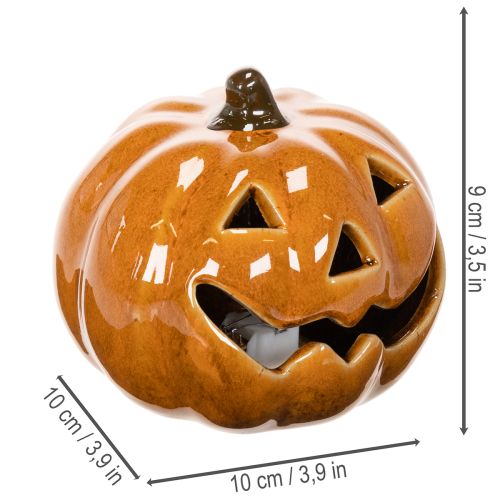 Keraminė moliūgų LED dekoracija Helovinui, maža, 10 cm | Floristik24.lt