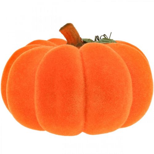 Floristik24 Moliūgų deko oranžinė didelė Flocked rudens puošmena Ø30cm