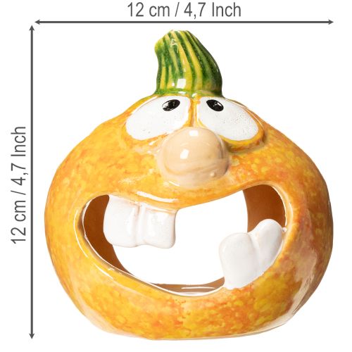 Moliūgo dekoratyvinė figūrėlė ir arbatinė žvakutė, juokingas veidas, rudens dekoracija, 12 cm, 2 vnt. | Floristik24.lt