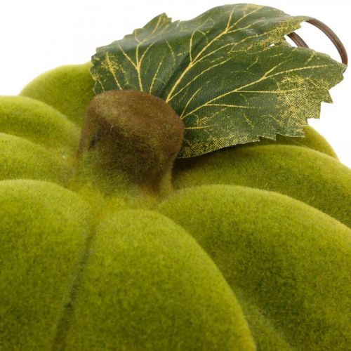 daiktų Dekoratyvinė moliūgų flokuota mišrainė oranžinė, žalia, raudona rudens puošmena 16cm 3 vnt