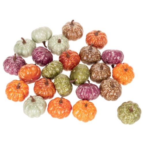 Mini moliūgų dekoracijų rinkinys, rudens ir Helovino dekoracijos, įvairių spalvų, 4 cm, 24 dalys | Floristik24.lt