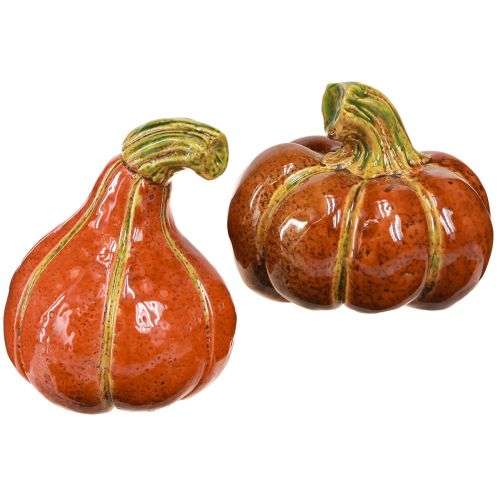 Moliūgai keraminės rudens dekoracijos rudai oranžinės 10/13 cm 2 vnt.
