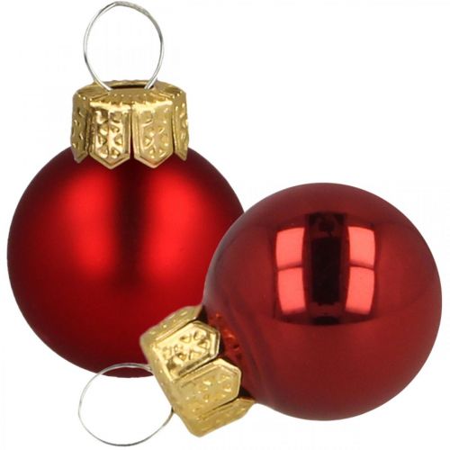 daiktų Mini kalėdiniai rutuliai stiklas raudonas matinis/blizgus Ø2cm 44 vnt
