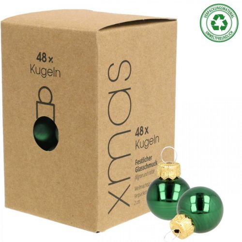 Floristik24 Mini kalėdiniai kamuoliukai stiklas žalias matinis/blizgus Ø2cm 44p