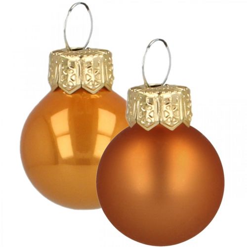 daiktų Mini kalėdiniai rutuliai stiklas oranžinis matinis/blizgus Ø2cm 44p