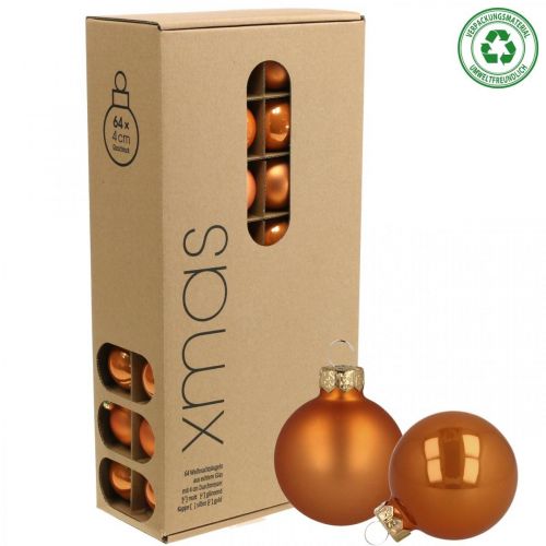 daiktų Kalėdiniai rutuliai stikliniai oranžiniai rutuliukai matiniai/blizgūs Ø4cm 60 vnt