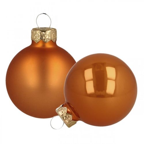 Kalėdiniai rutuliai stikliniai oranžiniai rutuliukai matiniai/blizgūs Ø4cm 60 vnt