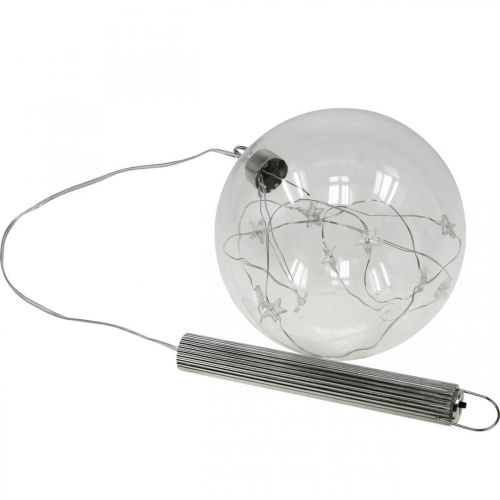 Floristik24 Kalėdinis kamuolys LED rutulys Ø12cm 15L viduje šiltai baltas laikmatis