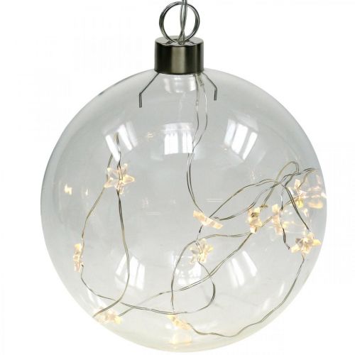 Kalėdinis kamuolys LED rutulys Ø12cm 15L viduje šiltai baltas laikmatis
