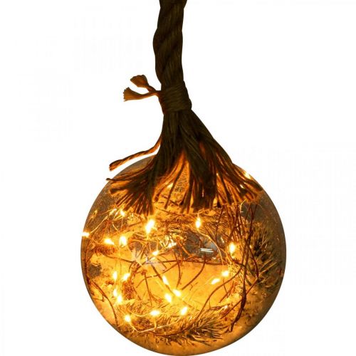 LED rutulinis sniego eglės viduje Ø14cm 30L šiltai baltas laikmatis