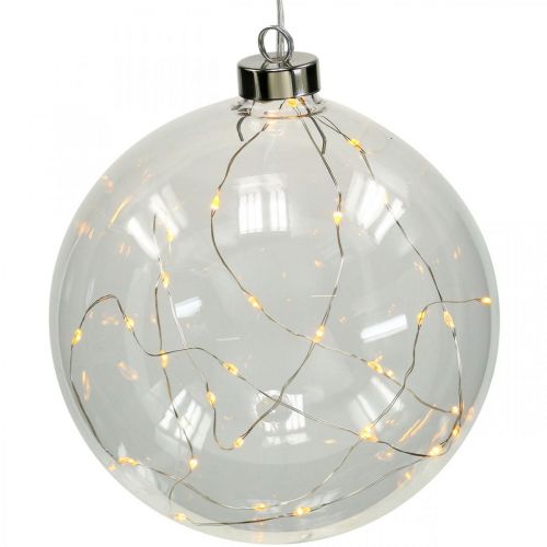 Floristik24 Kalėdinis kamuolys LED rutulys Ø15cm 30L viduje šiltai baltas laikmatis