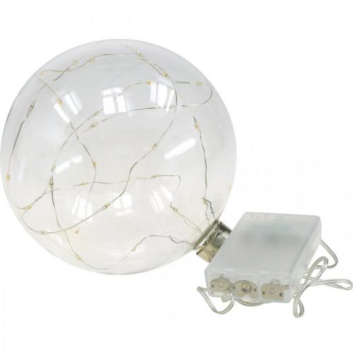 Floristik24 Kalėdinis kamuolys LED rutulys Ø15cm 30L viduje šiltai baltas laikmatis