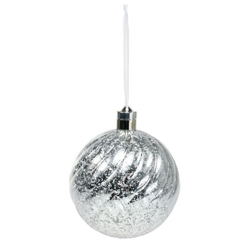 Floristik24 Rutulinis plastikinis sidabrinis 15cm su 10 LED ir baterijomis
