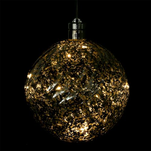 Floristik24 Rutulinis plastikinis sidabrinis 15cm su 10 LED ir baterijomis