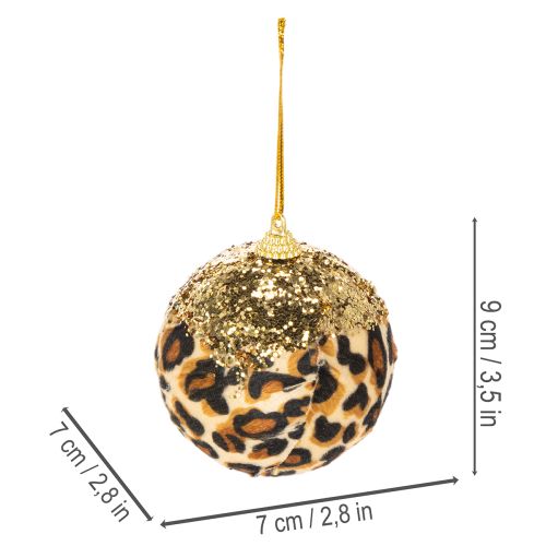 Kalėdiniai žaisliukai leopardo raštu su auksiniais blizgučiais 7cm 3vnt. | Floristik24.lt