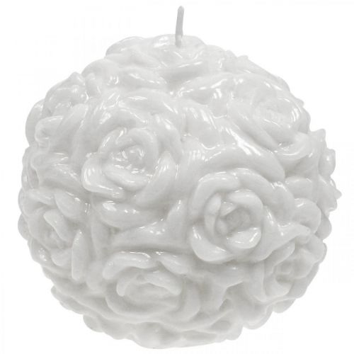 daiktų Rutulinės žvakės rožės apvalios žvakės balta stalo puošmena Ø10,5cm