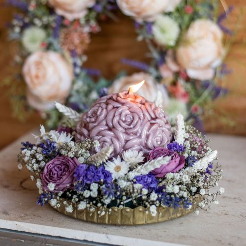 daiktų Rutulinės žvakės rožės Apvalios žvakės rožinės spalvos žvakės dekoras Ø7cm