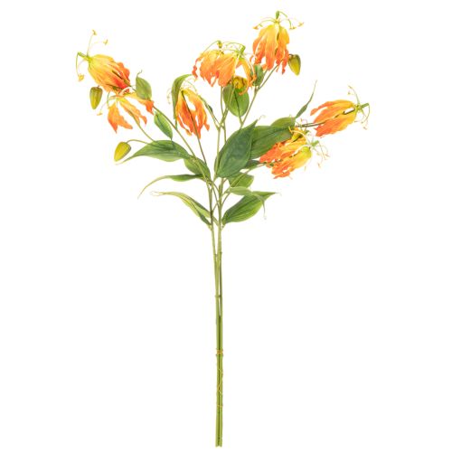 Dirbtinės oranžinės gėlės „Gloriosa“ su ilgais stiebais vazoms, 80 cm, 3 vnt. | Floristik24.lt