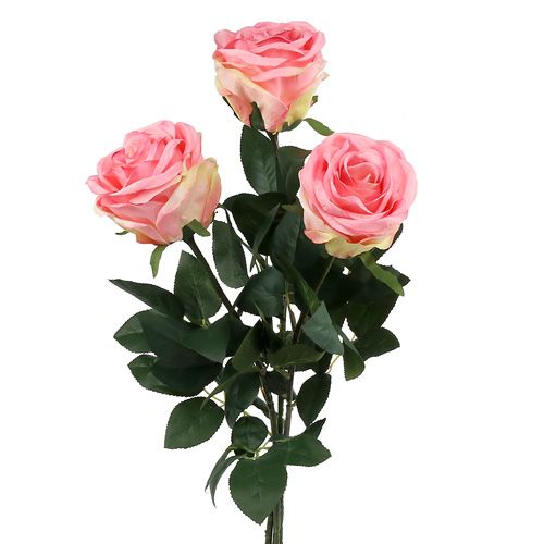 Floristik24 Dirbtinės gėlės rožės užpildytos rožinės spalvos Ø10cm L65cm 3vnt