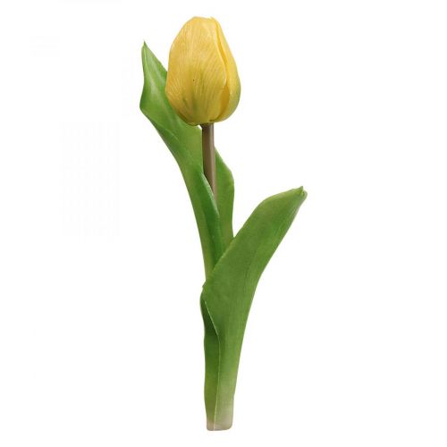 Dirbtinė tulpė geltona Real Touch pavasario gėlė H21cm
