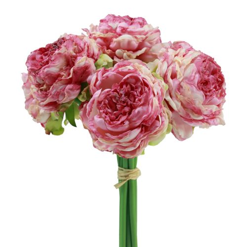 Floristik24 Dirbtinės gėlės Dekoracija Dirbtiniai bijūnai Rožiniai Antikvariniai 27cm 7vnt