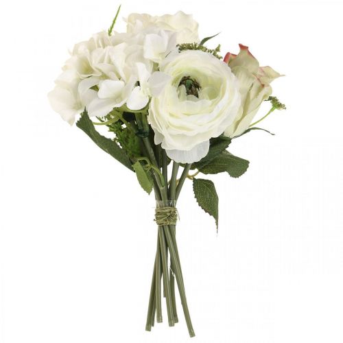 Floristik24 Dirbtinės gėlės deko puokštė rožės ranunculus hortenzija H23cm