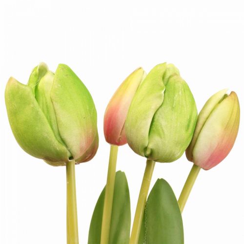 daiktų Dirbtinės gėlės tulpės žalia, pavasarinė gėlė 48cm ryšulėlis po 5 vnt