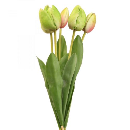 Dirbtinės gėlės tulpės žalia, pavasarinė gėlė 48cm ryšulėlis po 5 vnt