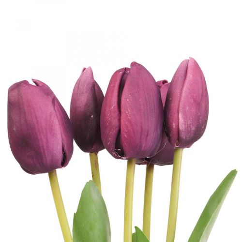 daiktų Dirbtinės gėlės tulpė violetinė, pavasarinė gėlė 48cm ryšulėlis po 5 vnt