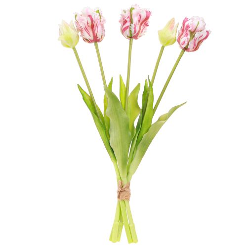 daiktų Dirbtinių gėlių puokštė 5 papūgos tulpės Dirbtinės tulpės 40cm