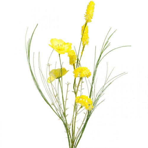 Floristik24 Geltonų dirbtinių gėlių puokštė, aguonos ir ranunculus ryšelyje, šilkinės gėlės, pavasarinė puošmena L45cm