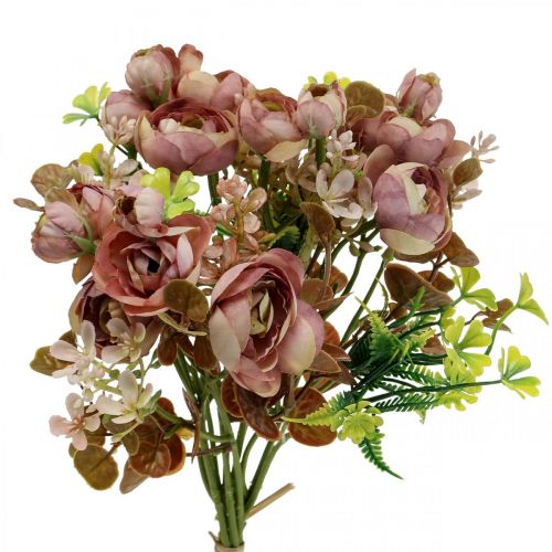 daiktų Dirbtinių gėlių deko puokštė ranunculus dirbtinė rožinė 32cm