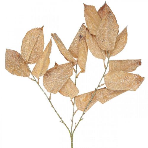 Dirbtinio augalo rudens puošmena šakos lapai plauti baltai L70cm