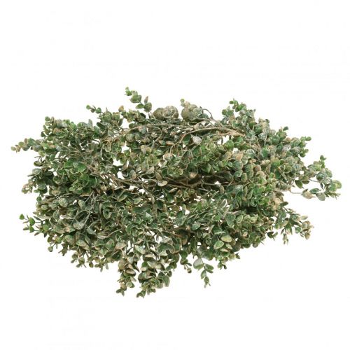 Floristik24 Dirbtinė buksmedžio girlianda žaliai balta skalbta L148cm