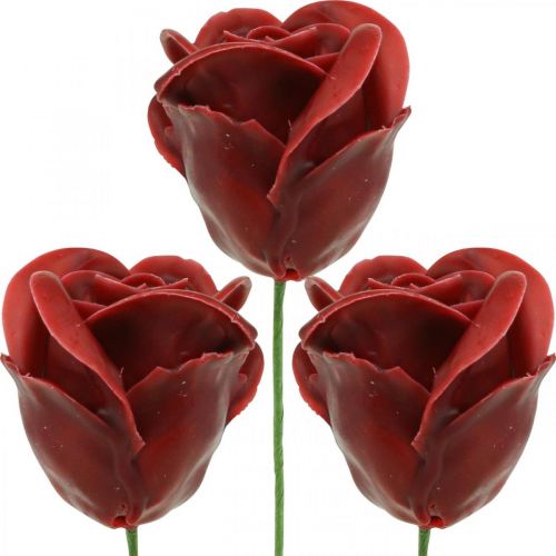 Dirbtinės rožės Bordo vaškas Rožės Deco Roses Vaškas Ø6cm 18vnt