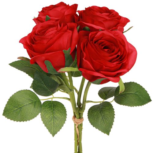 Floristik24 Dirbtinės rožės Raudonos rožės Dekoratyvinė gėlė Ø6cm H6cm L50cm 4 vnt.