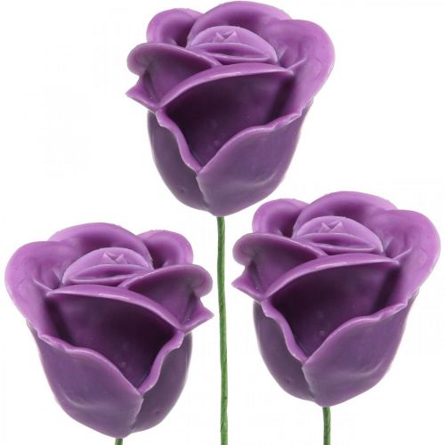 daiktų Dirbtinės rožės violetinis vaškas rožės deko rožės vaškas Ø6cm 18p