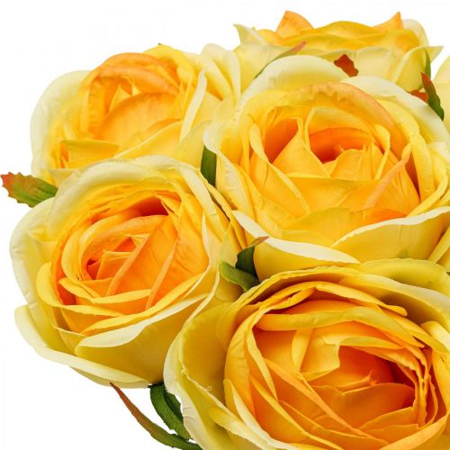 Floristik24 Dirbtinės rožės Geltonos Dirbtinės rožės Šilkinės gėlės 28cm 7vnt