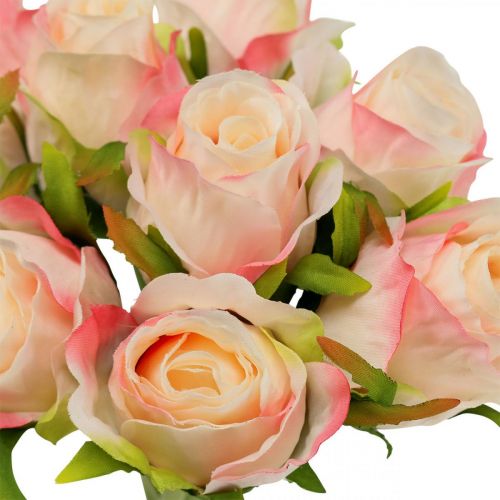 Dirbtinės rožės rožinis abrikosas Dirbtinės rožės 28cm ryšelis 9 vnt